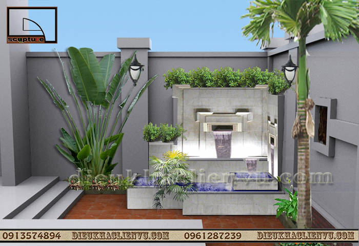 Tiểu cảnh non bộ trong bể nước